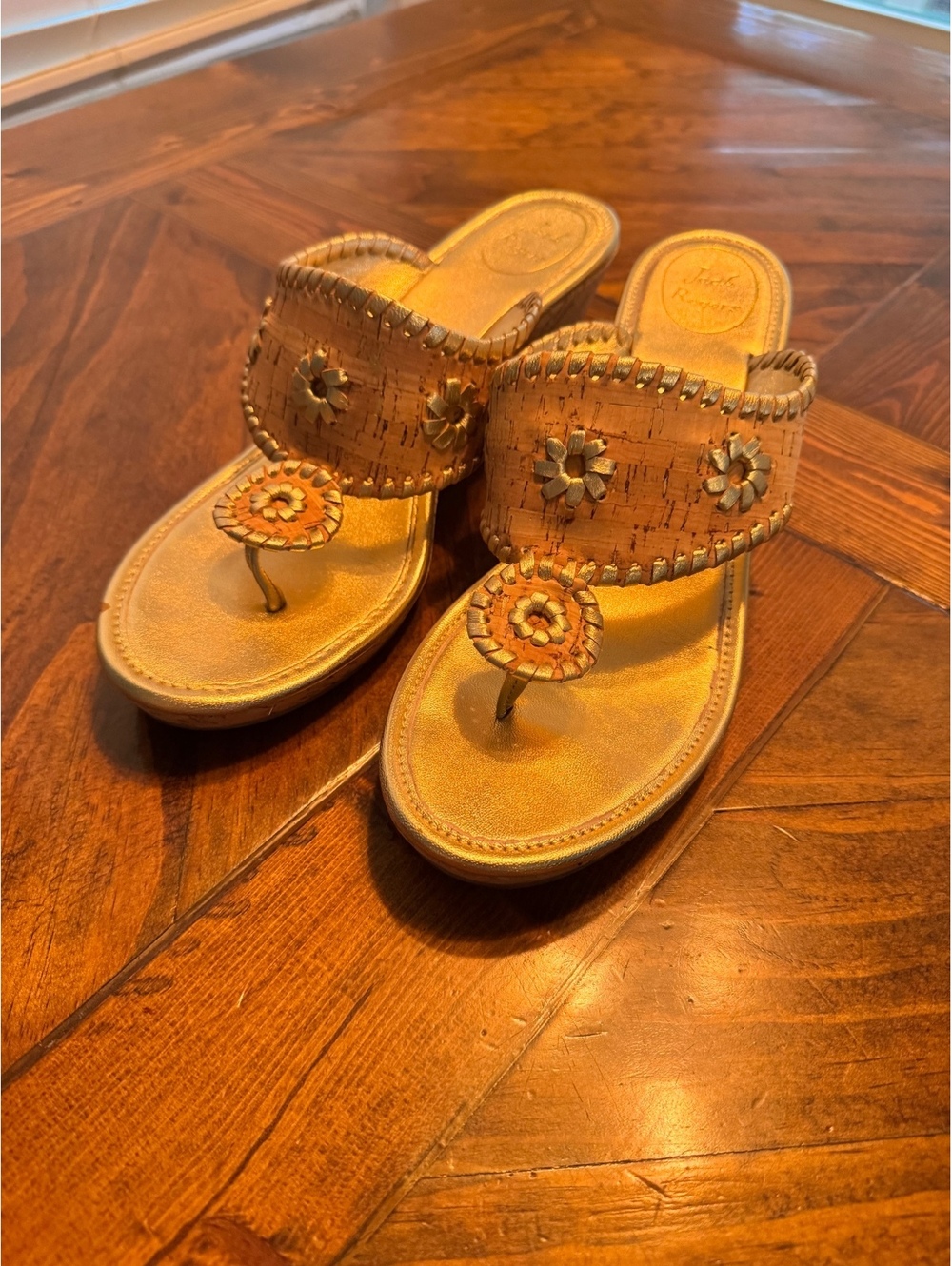 Jack Rogers Women's Wedge Sandals with Cork Heel and Floral Detailing